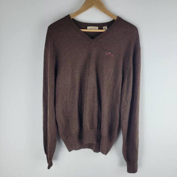 Peter Millar Italian Merino Wool Sweater Long Sleeve Golf Size Brown XL - Picture 1 of 5